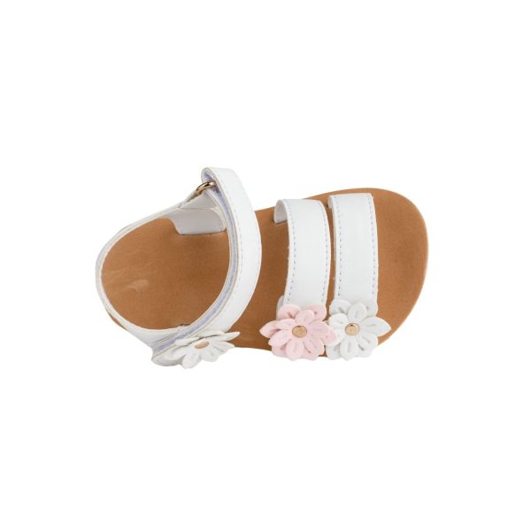 <span>CRYSTAL </span> Toddler White Tri-Closure Sandal with Flower Ornaments - Image 7
