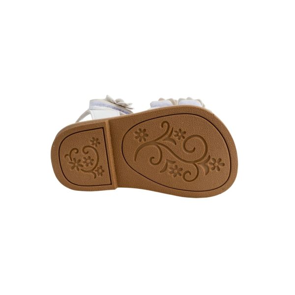 <span>CRYSTAL </span> Toddler White Tri-Closure Sandal with Flower Ornaments - Image 8