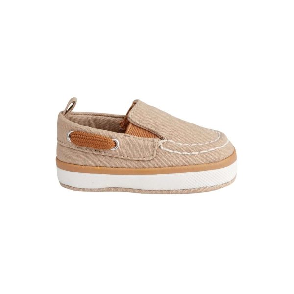 <span>DAX</span> Infant Tan Canvas Slip-On Boat Shoe with Brown Trim - Image 2