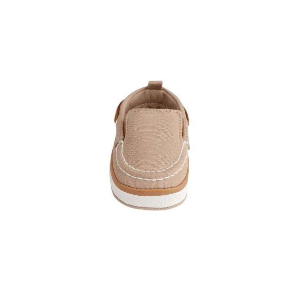 <span>DAX</span> Infant Tan Canvas Slip-On Boat Shoe with Brown Trim - Image 3
