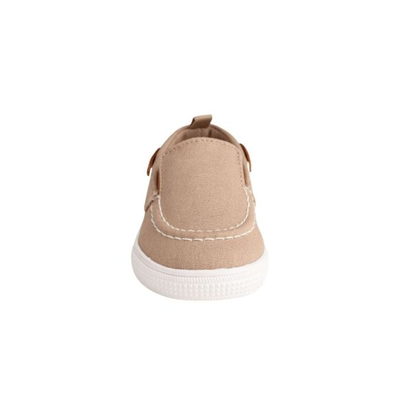 <span>DAX </span> Toddler Tan Canvas Slip-On Boat Shoe w/Brown Trim - Image 3