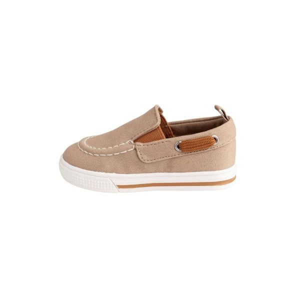 <span>DAX </span> Toddler Tan Canvas Slip-On Boat Shoe w/Brown Trim - Image 4