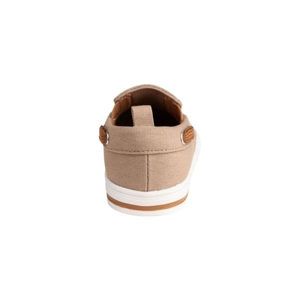 <span>DAX </span> Toddler Tan Canvas Slip-On Boat Shoe w/Brown Trim - Image 5