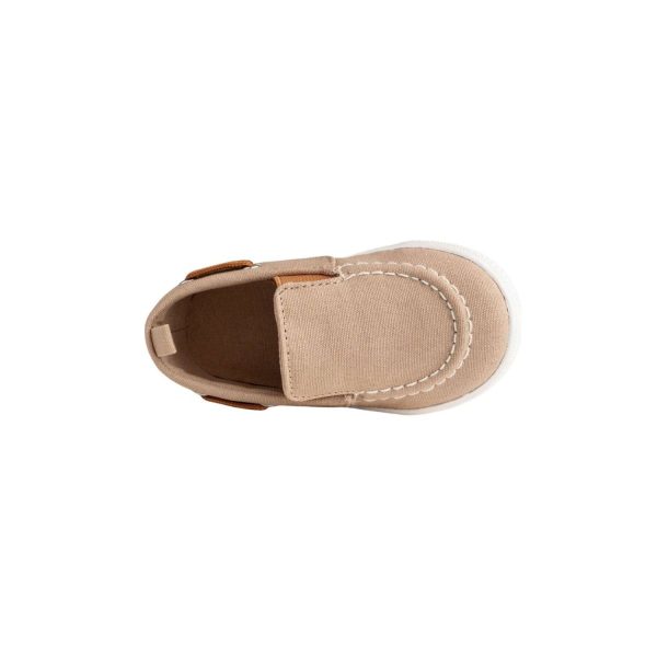 <span>DAX </span> Toddler Tan Canvas Slip-On Boat Shoe w/Brown Trim - Image 6