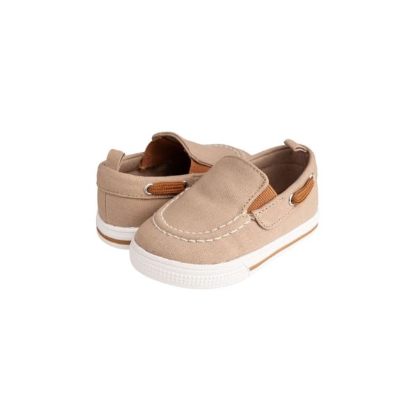 <span>DAX </span> Toddler Tan Canvas Slip-On Boat Shoe w/Brown Trim - Image 8