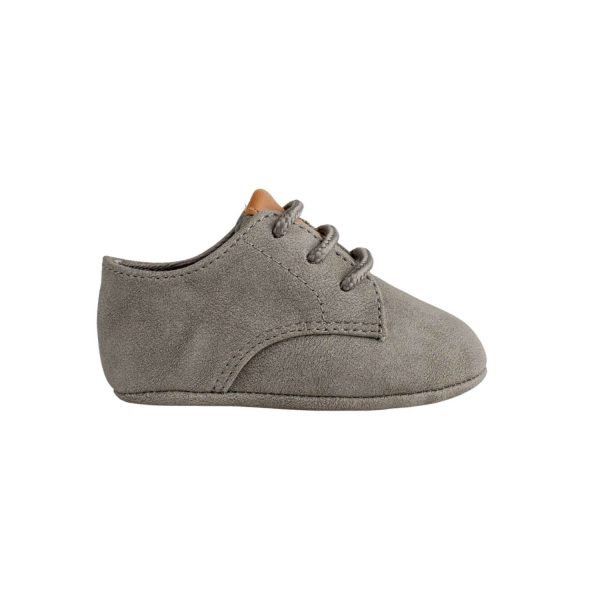 <span>Edward</span> Infant Gray PU Nubuck Oxfords with Tan Trim - Image 3
