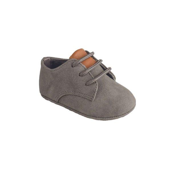 <span>Edward</span> Infant Gray PU Nubuck Oxfords with Tan Trim - Image 4