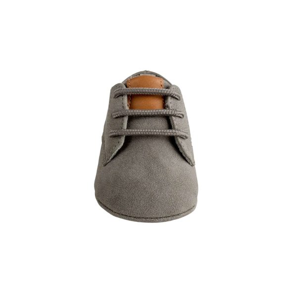 <span>Edward</span> Infant Gray PU Nubuck Oxfords with Tan Trim - Image 5