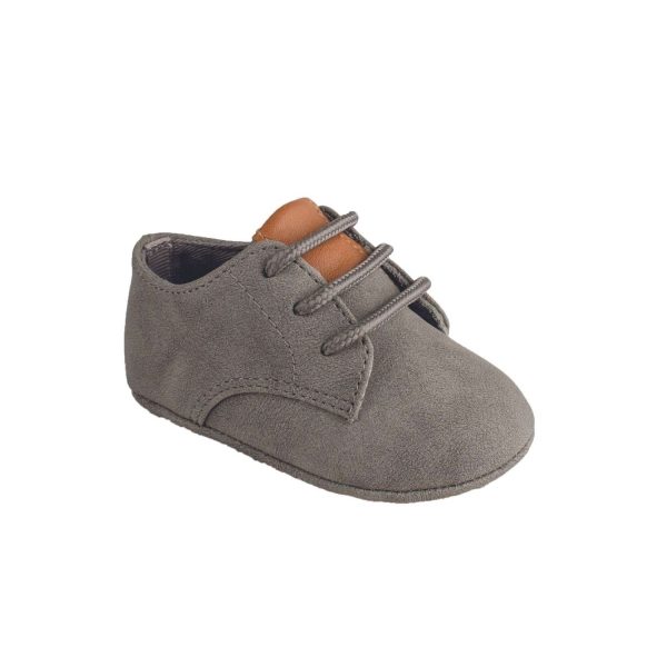 Edward Infant Gray PU Nubuck Oxfords with Tan Trim