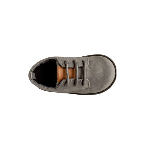 <span>Edward</span> Toddler Gray PU Nubuck Oxfords with Tan Trim - Image 4