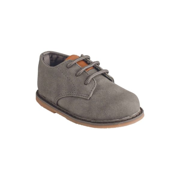 Edward Toddler Gray PU Nubuck Oxfords with Tan Trim