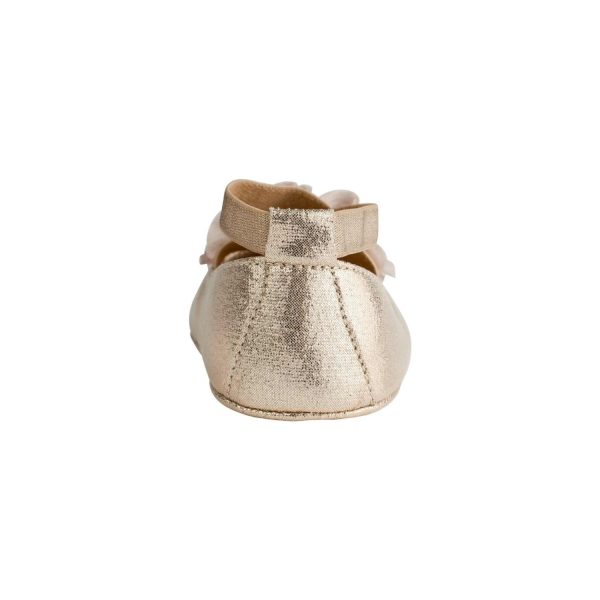 <span>Ellen</span> Infant Champagne Shimmer Criss Cross Strap Skimmer w/Sheer Flower - Image 5