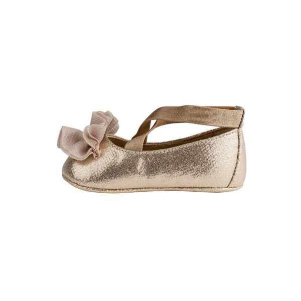 <span>Ellen</span> Infant Champagne Shimmer Criss Cross Strap Skimmer w/Sheer Flower - Image 6