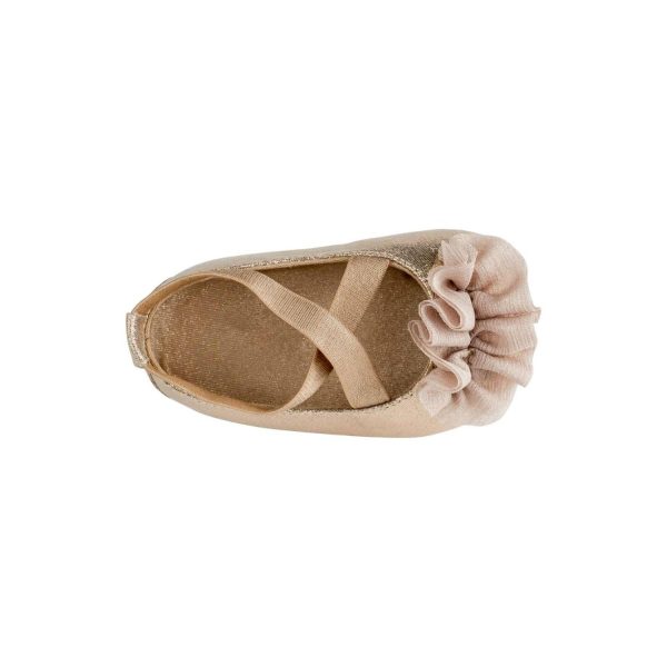 <span>Ellen</span> Infant Champagne Shimmer Criss Cross Strap Skimmer w/Sheer Flower - Image 8