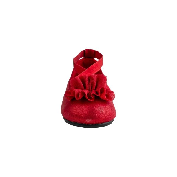 <span>Ellen </span> Toddler Red Shimmer Ballet w/Criss Cross Strap and Sheer Flower - Image 3