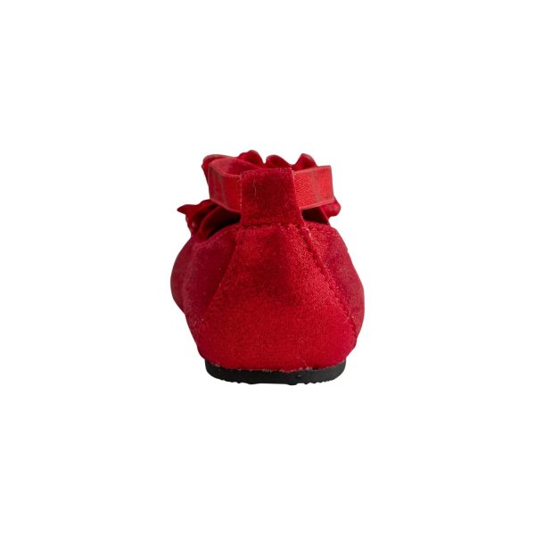 <span>Ellen </span> Toddler Red Shimmer Ballet w/Criss Cross Strap and Sheer Flower - Image 5