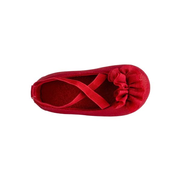 <span>Ellen </span> Toddler Red Shimmer Ballet w/Criss Cross Strap and Sheer Flower - Image 6