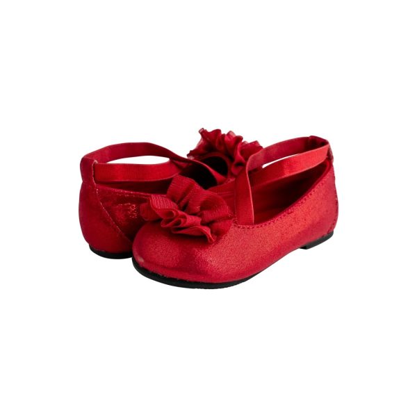 <span>Ellen </span> Toddler Red Shimmer Ballet w/Criss Cross Strap and Sheer Flower - Image 8