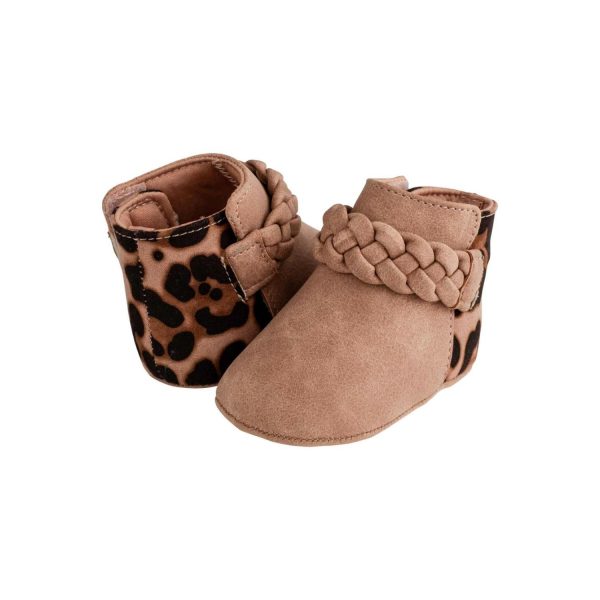 <span>Gabriela</span> Infant Blush/Leopard Bootie w/Braid Trim - Image 3