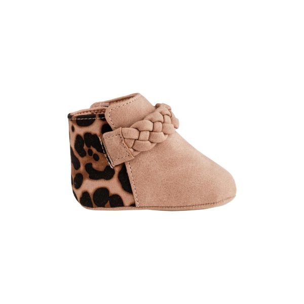 <span>Gabriela</span> Infant Blush/Leopard Bootie w/Braid Trim - Image 4