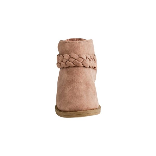 <span>Gabriela </span> Toddler Dark Blush Ankle Boot w/Leopard and Braid Trim - Image 2