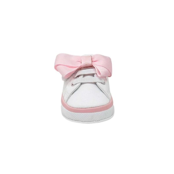 <span>GRACE </span> Infant White Canvas Sneaker with Oversized Pink Bow - Image 3