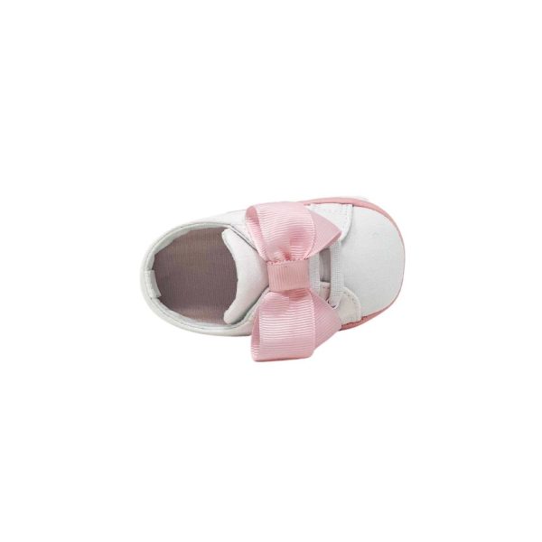 <span>GRACE </span> Infant White Canvas Sneaker with Oversized Pink Bow - Image 5