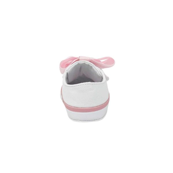 <span>GRACE </span> Infant White Canvas Sneaker with Oversized Pink Bow - Image 6
