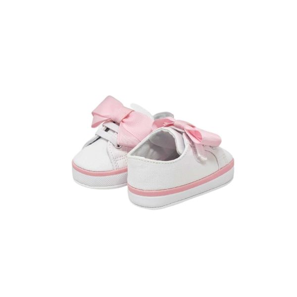 <span>GRACE </span> Infant White Canvas Sneaker with Oversized Pink Bow - Image 8