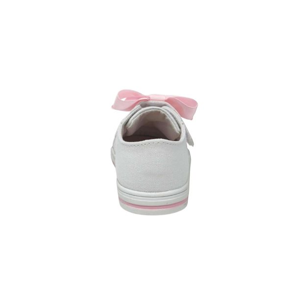 <span>GRACE </span> Toddler White Canvas Sneaker with Oversized Pink Bow - Image 2