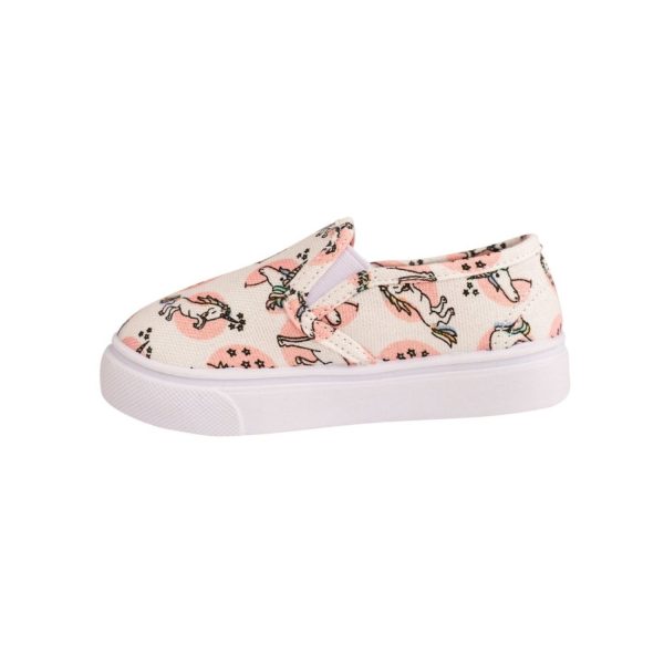 <span>HARLIE</span> White Sparkle Canvas Unicorn Print Sneaker - Image 3
