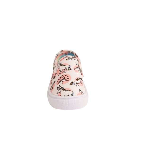 <span>HARLIE</span> White Sparkle Canvas Unicorn Print Sneaker - Image 4