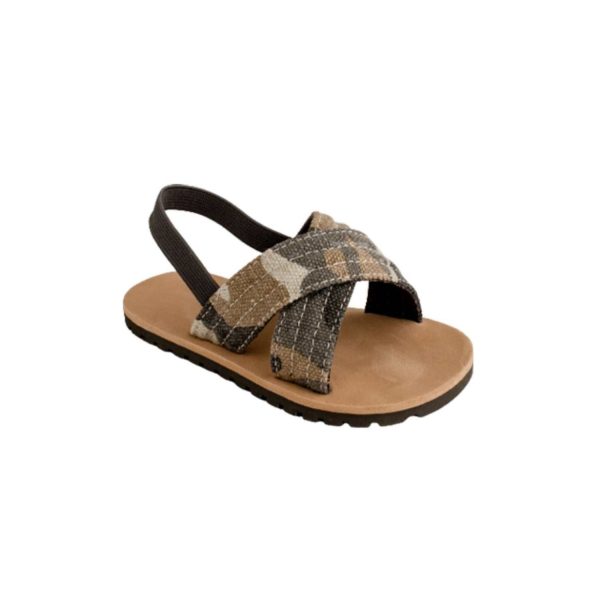 James Toddler Brown Canvas with Criss-Cross Camo Straps
