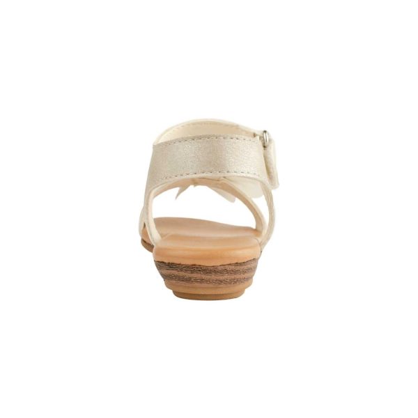 <span>Jill </span> Toddler Ivory Shimmer Wedge Sandal with Flowers - Image 5