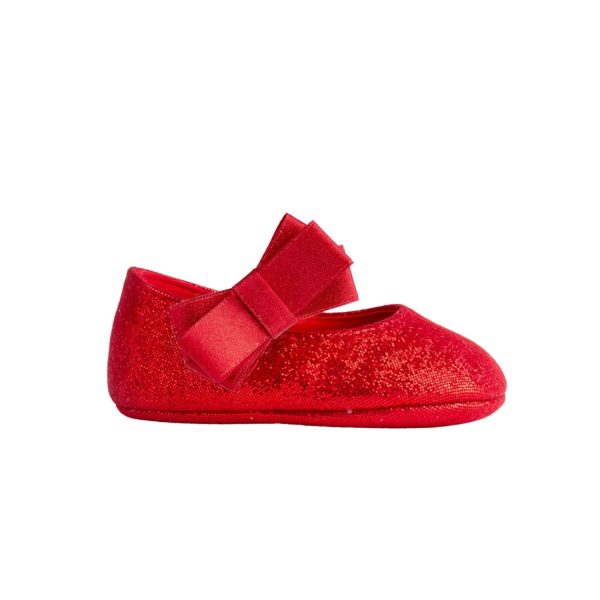 <span>JOELLE </span> Infant Red Sparkle One-Strap Skimmer w/Bow - Image 2