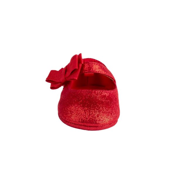 <span>JOELLE </span> Infant Red Sparkle One-Strap Skimmer w/Bow - Image 3