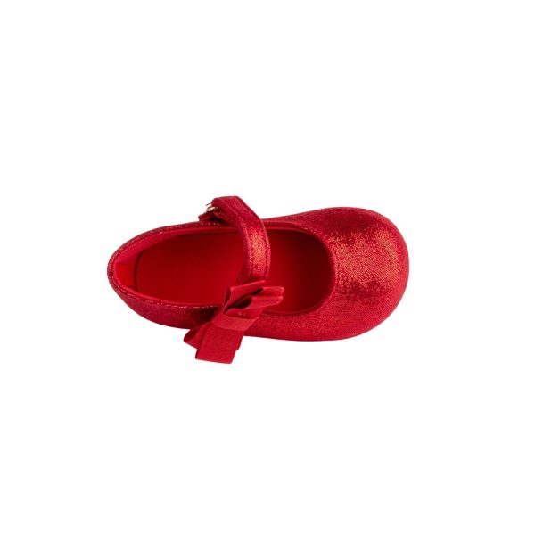 <span>JOELLE </span> Infant Red Sparkle One-Strap Skimmer w/Bow - Image 6
