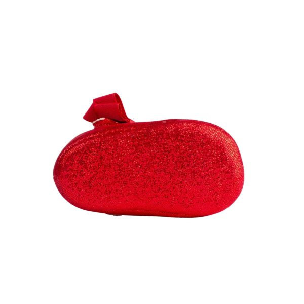 <span>JOELLE </span> Infant Red Sparkle One-Strap Skimmer w/Bow - Image 7