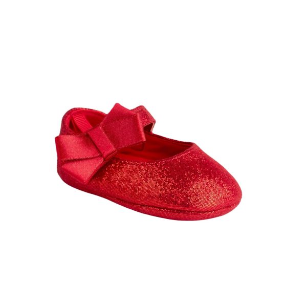 JOELLE Infant Red Sparkle One-Strap Skimmer w/Bow
