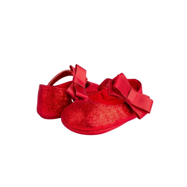<span>JOELLE </span> Infant Red Sparkle One-Strap Skimmer w/Bow - Image 8