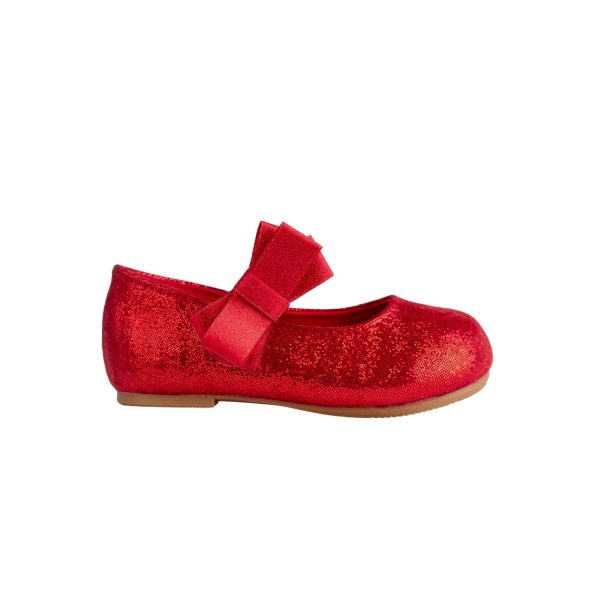 <span>JOELLE </span> Toddler Red Sparkle One-Strap Skimmer w/Bow - Image 2