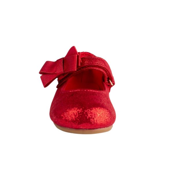 <span>JOELLE </span> Toddler Red Sparkle One-Strap Skimmer w/Bow - Image 3