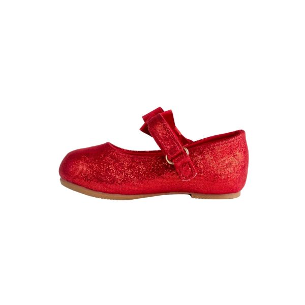 <span>JOELLE </span> Toddler Red Sparkle One-Strap Skimmer w/Bow - Image 4