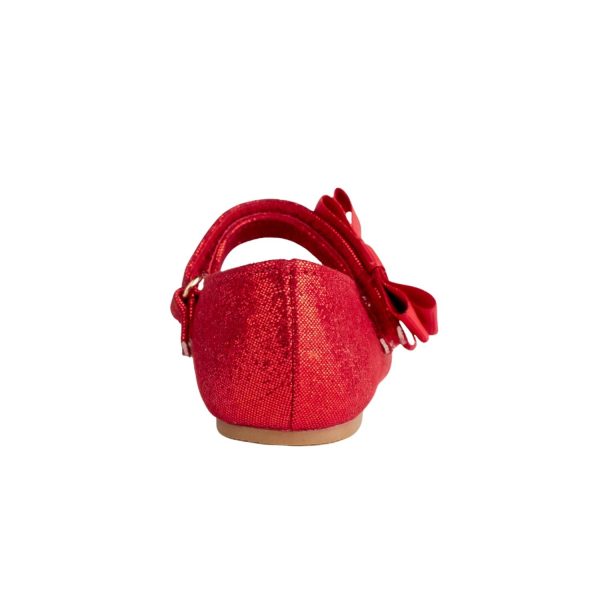 <span>JOELLE </span> Toddler Red Sparkle One-Strap Skimmer w/Bow - Image 5
