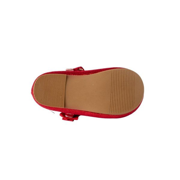 <span>JOELLE </span> Toddler Red Sparkle One-Strap Skimmer w/Bow - Image 7