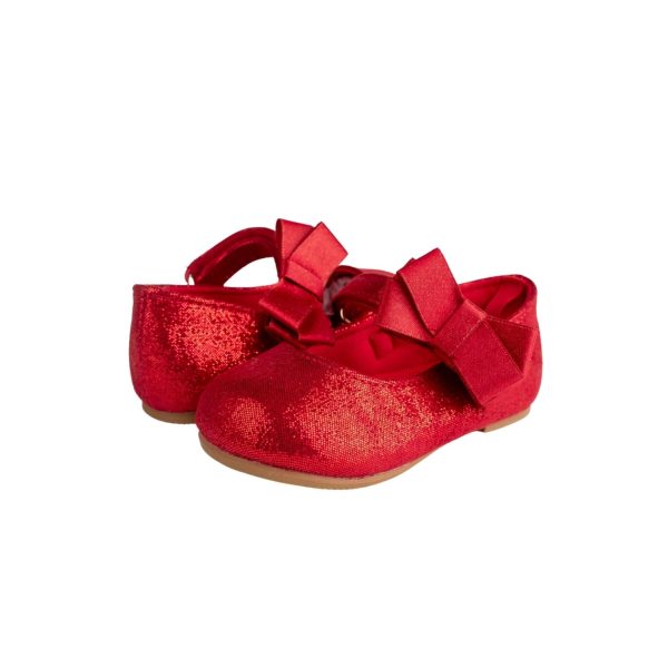 <span>JOELLE </span> Toddler Red Sparkle One-Strap Skimmer w/Bow - Image 8