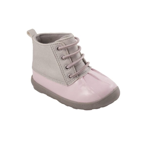 JUDE Toddler Pink Duck Boot with Silver Shimmer