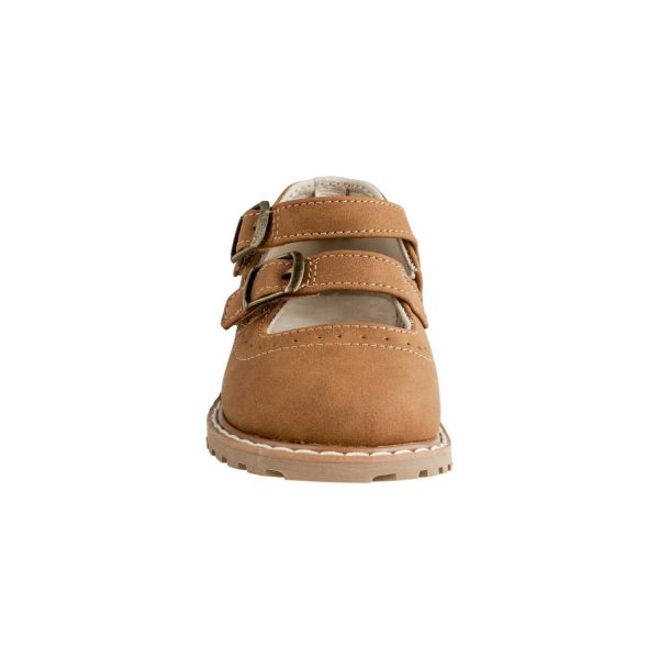 <span>Leah </span> Toddler Brown Nubuck PU Double Strap Mary Jane w/Perfs - Image 2