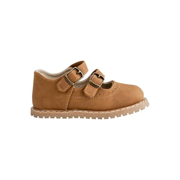 <span>Leah </span> Toddler Brown Nubuck PU Double Strap Mary Jane w/Perfs - Image 4