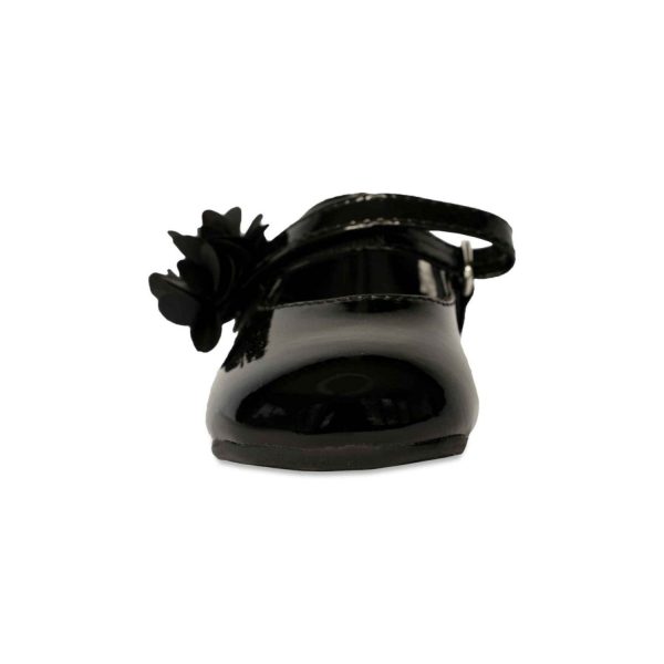 <span>LINLEY </span> Infant Black Patent Mary Jane Dress Flats with Flower - Image 3